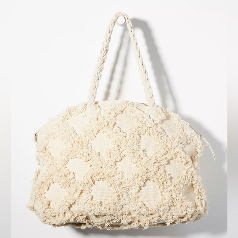 New🌟Anthropologie Trellis Weekender Tote Cream